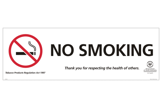 SA No Smoking Sign For South Australia