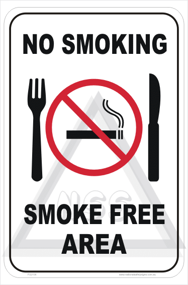 No Smoking Food Area Sign