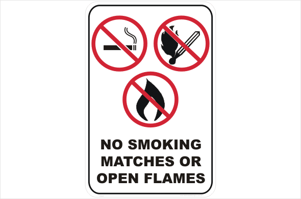 No Smoking matches Open Flames
