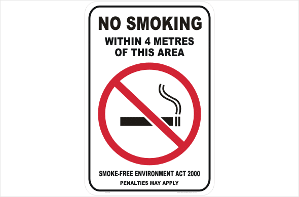 NSW no smoking within 4 metres of this area