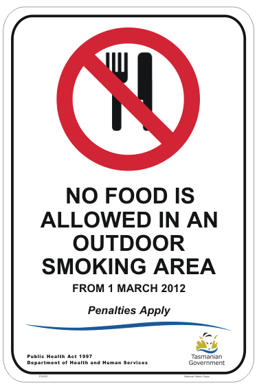 TAS No food in outdoor smoking area P22551