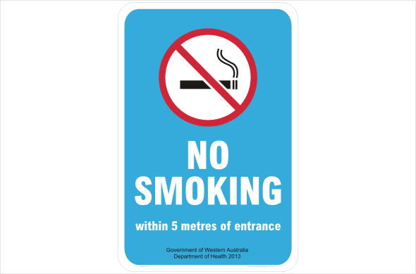 WA No Smoking within 5 metres of entrance Sign