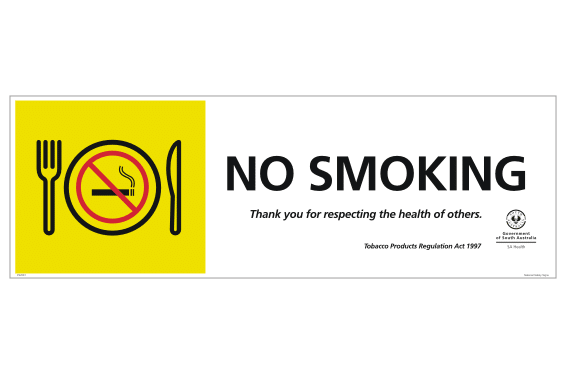 SA No Smoking in Dining Area Sign