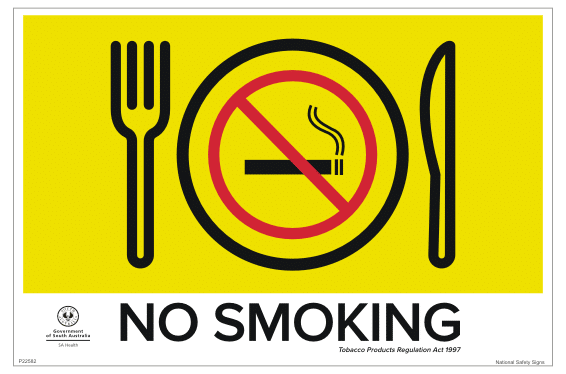 SA Dining Area Smoking Sign