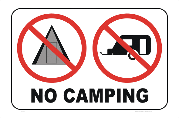 No Camping sign