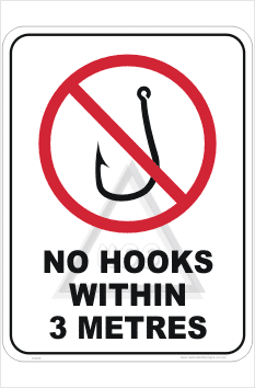 No Fishing Hooks sign