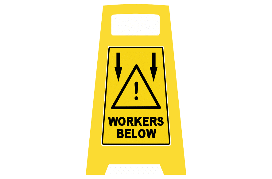 Workers Below Porta Board sign PB66010