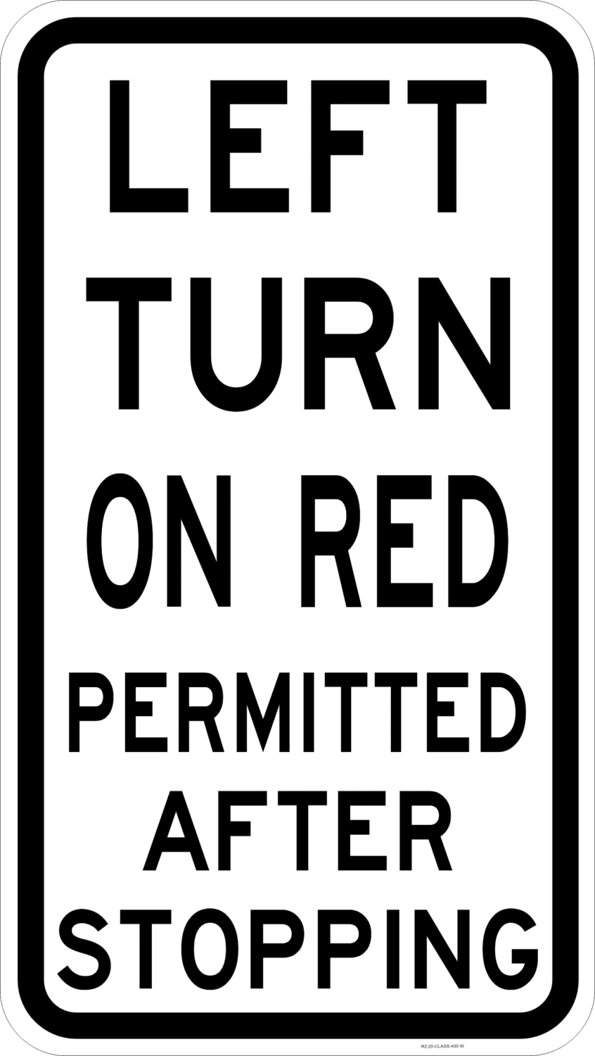 R2-20 Left Turn Permitted On Red Sign