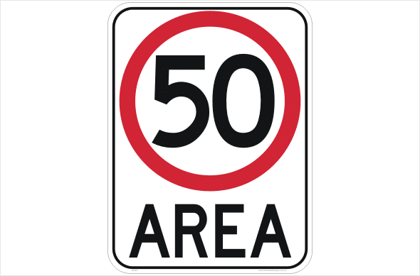 50kph area sign