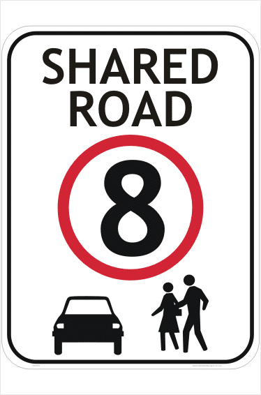 Shared Road 8 KPH Sign
