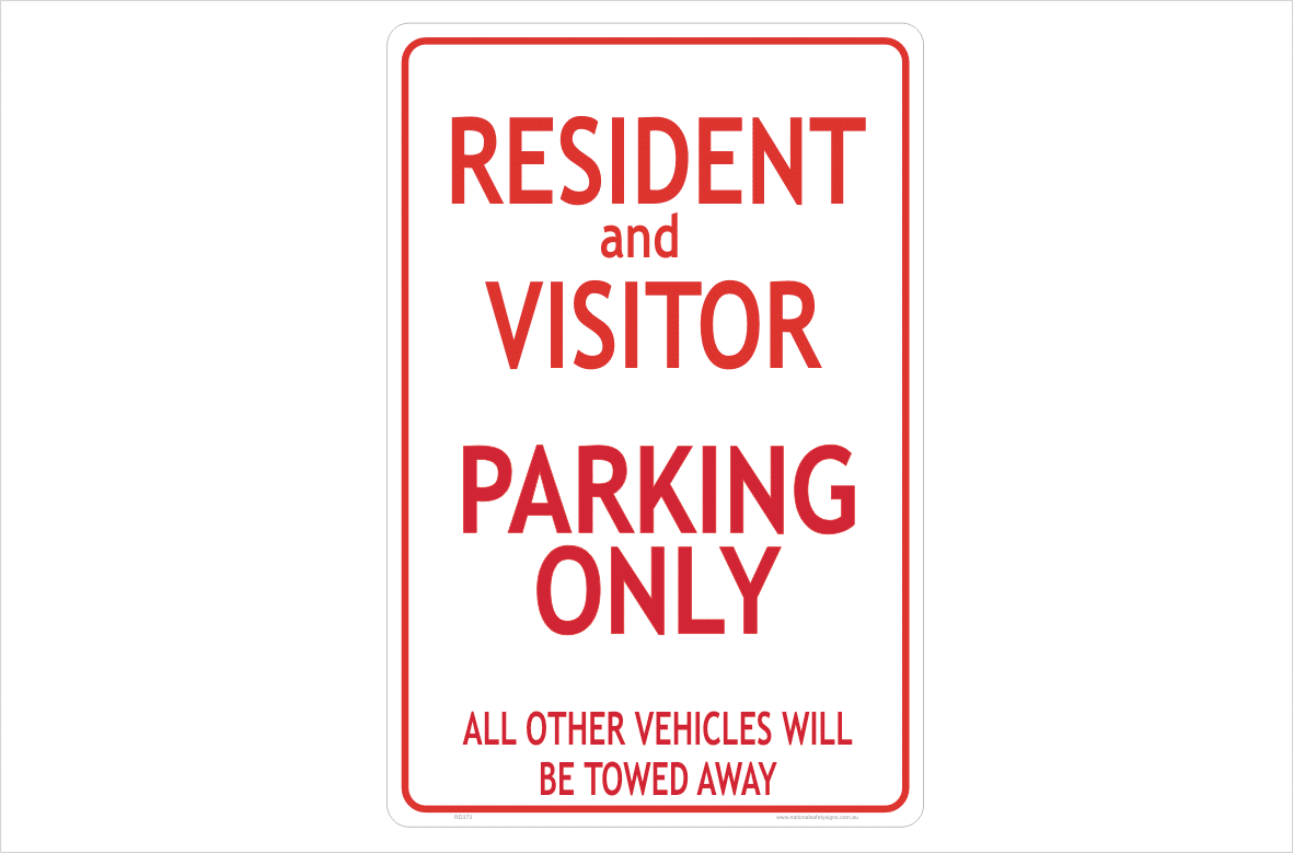 Residents and Visitors Parking only sign