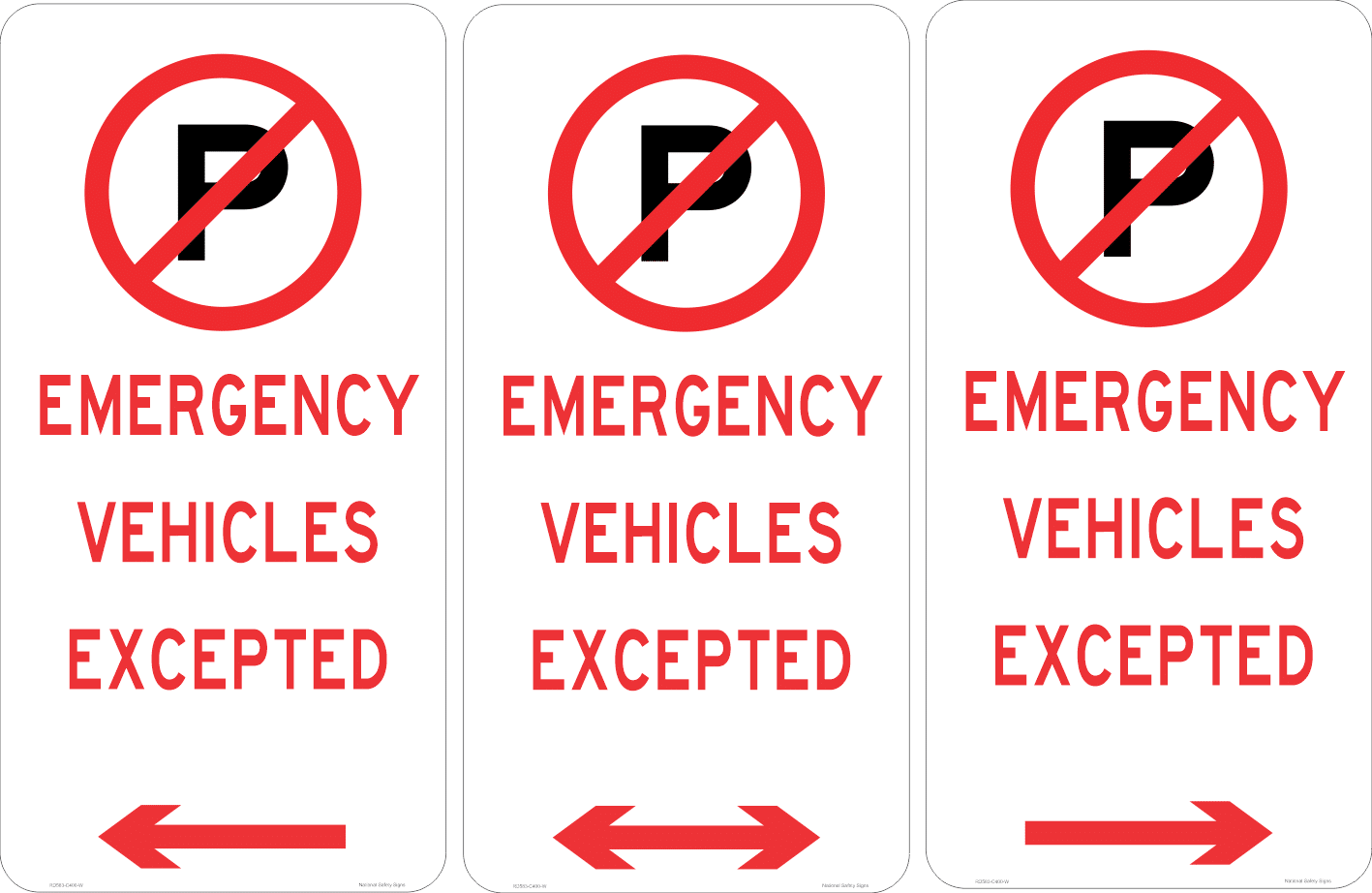 Emergency Vehicles Excepted Sign RD583