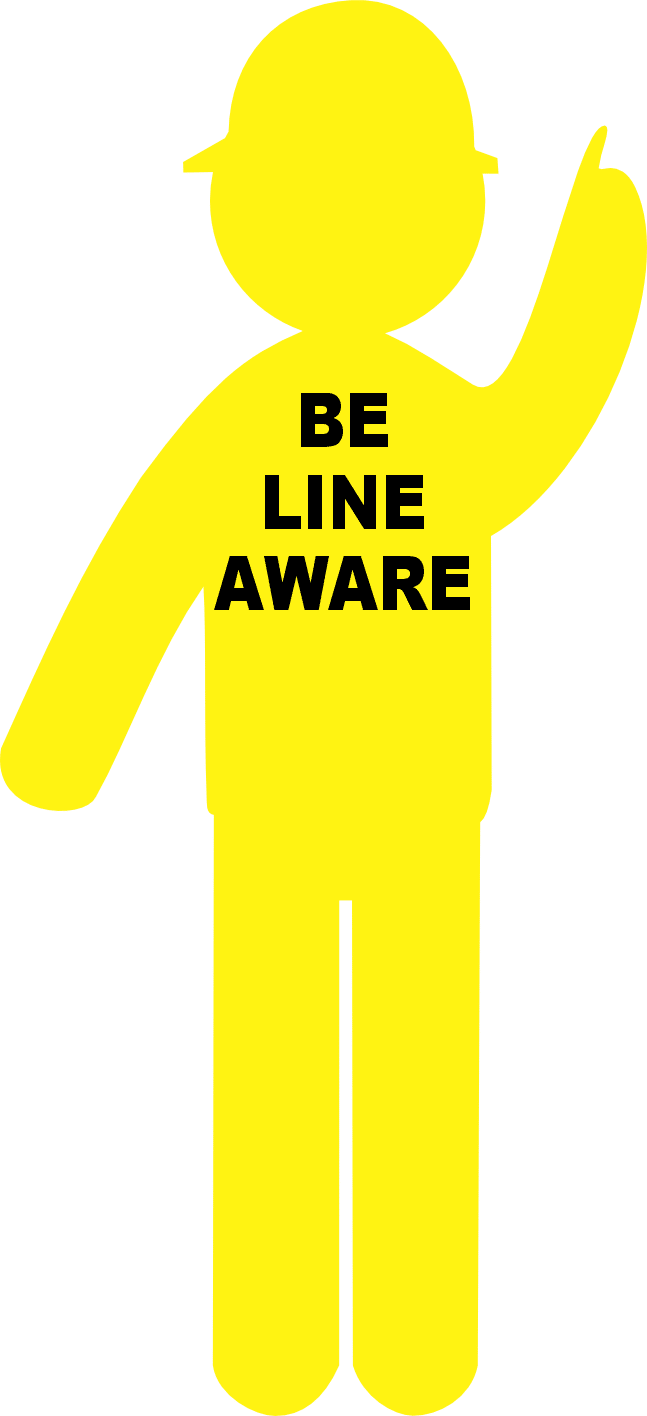 Yellow Corflute Pointing Man + Be Line Aware Sticker RD619
