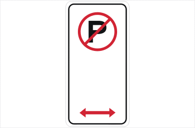 Regulatory Parking sign - No Parking bi-directional arrows