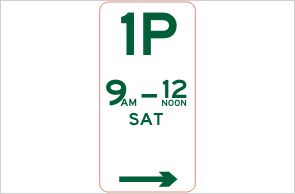 Regulatory parking sign 1 hour