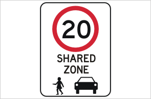 Shared Zone 20 KPH Sign