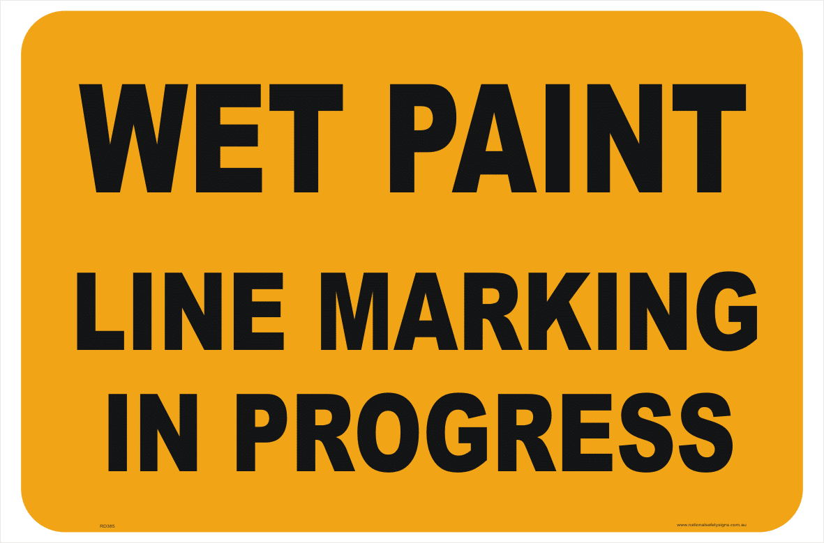 Road Line Marking in Progress Sign