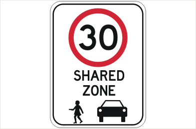 Shared Zone 30 KPH Sign