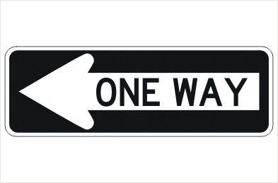 One Way Arrow Left sign