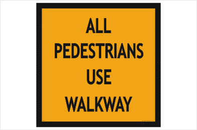 Pedestrians use walkway sign