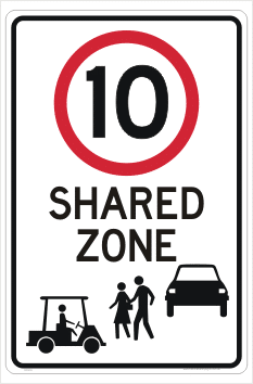 Golf Cart Shared zone sign