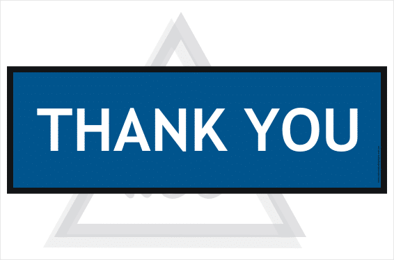Thank You sign 600x200mm