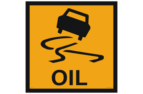 Oil on Road Ahead Sign - Temporay traffic signs