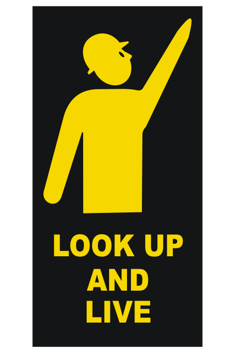 Look Up and Live Man - Pointing man - Yellow corflute man