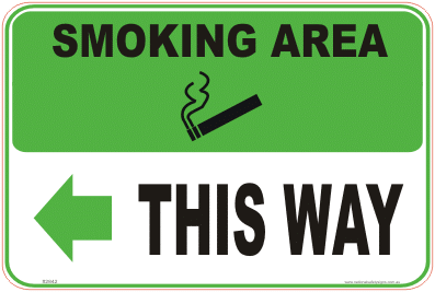 Smoking Area Left arrow sign
