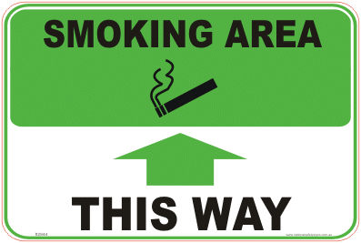 Smoking Area up arrow sign
