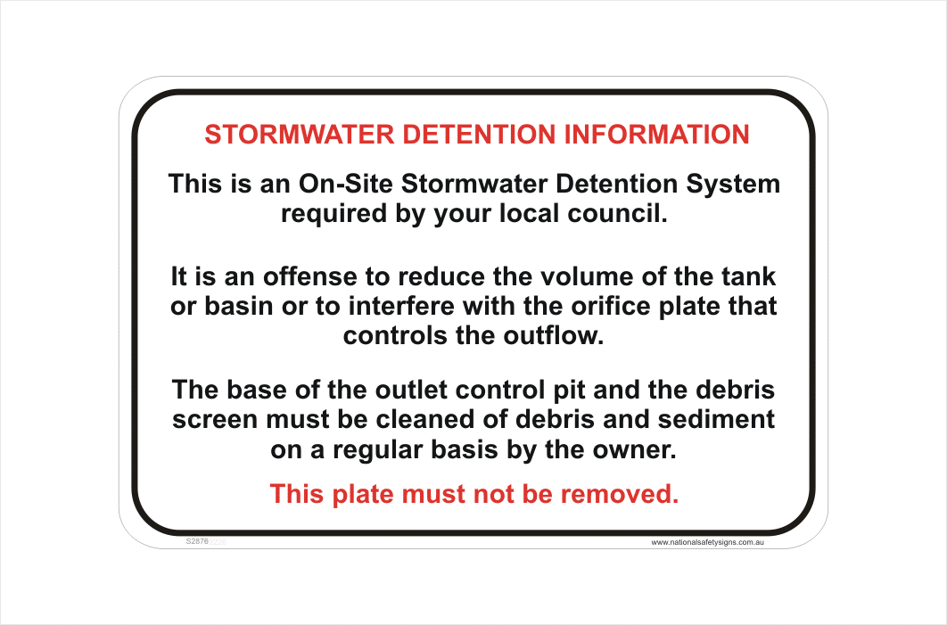 Storm Water Detention System sign