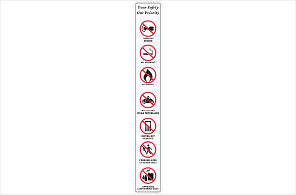 service station prohibition sign