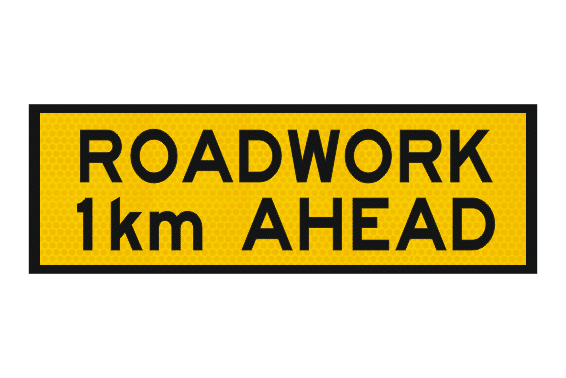 T1-16 Roadwork 1km ahead sign