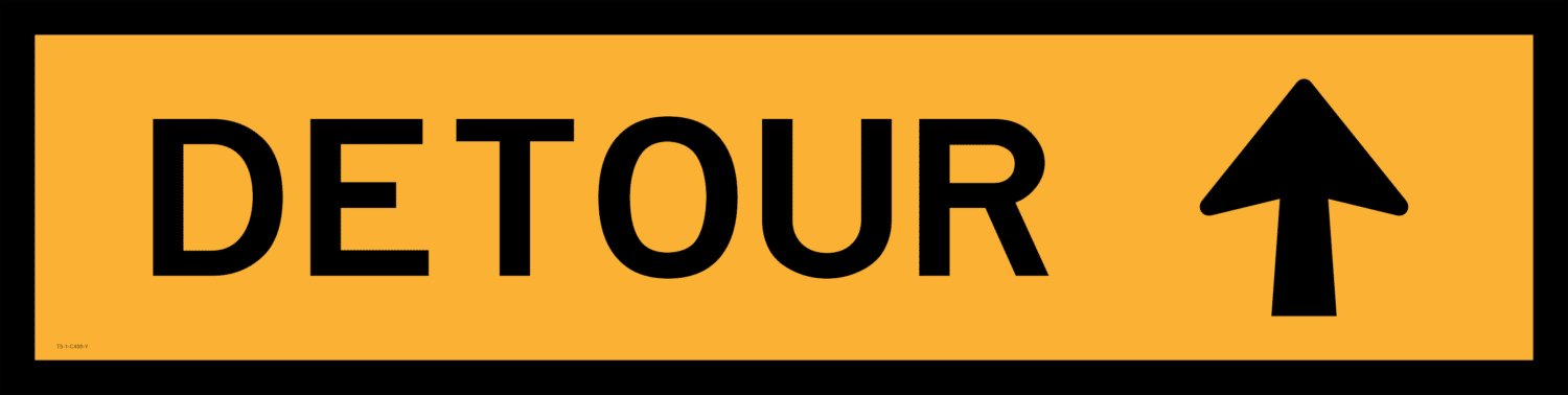 T5-1BS Detour Straight arrow boxed edge sign