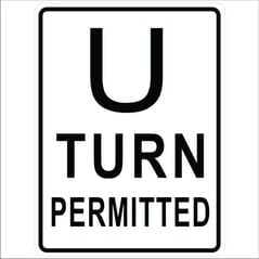 U turn Permitted Sign