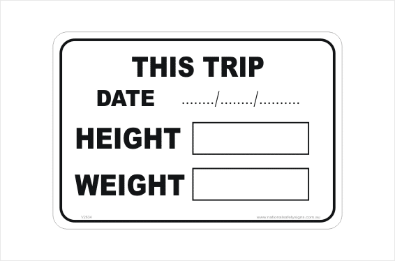 Trip Height and Weight sticker