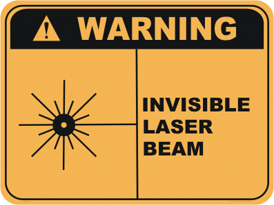 Laser beam warning sign