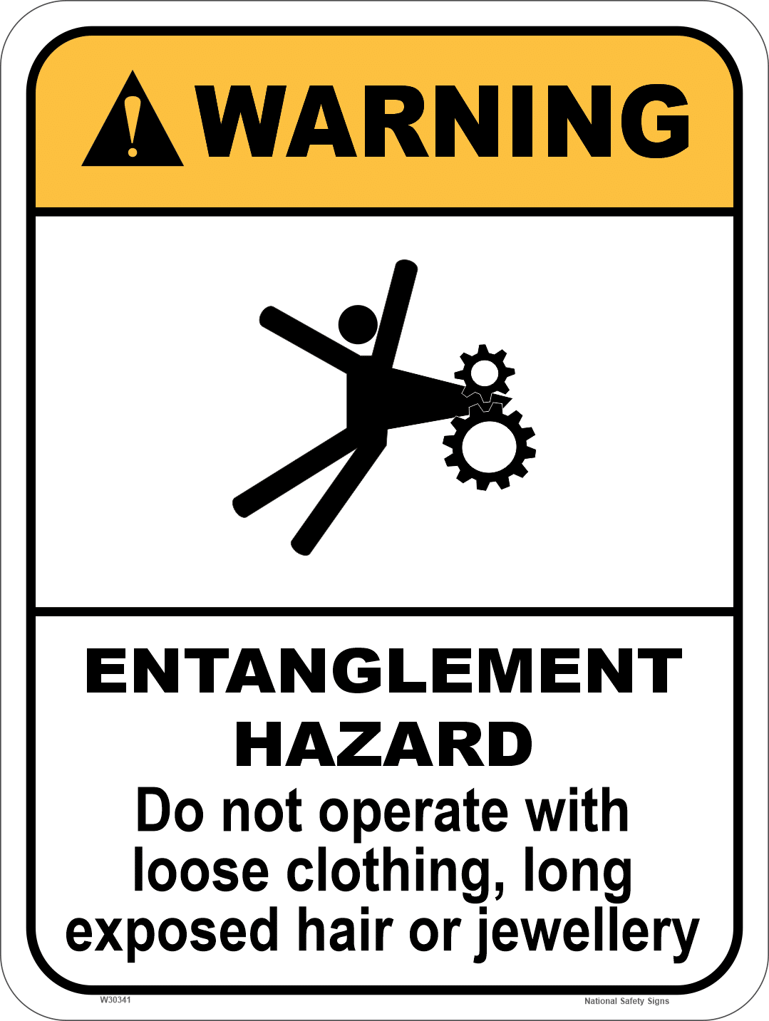 Entanglement Hazard Warning Sign W30341