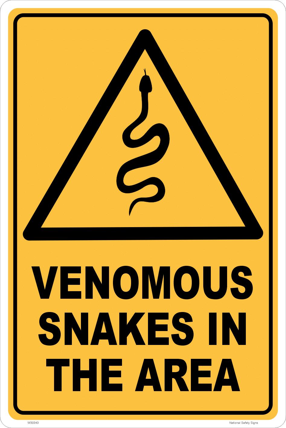 Venomous Snakes Warning Sign W30343