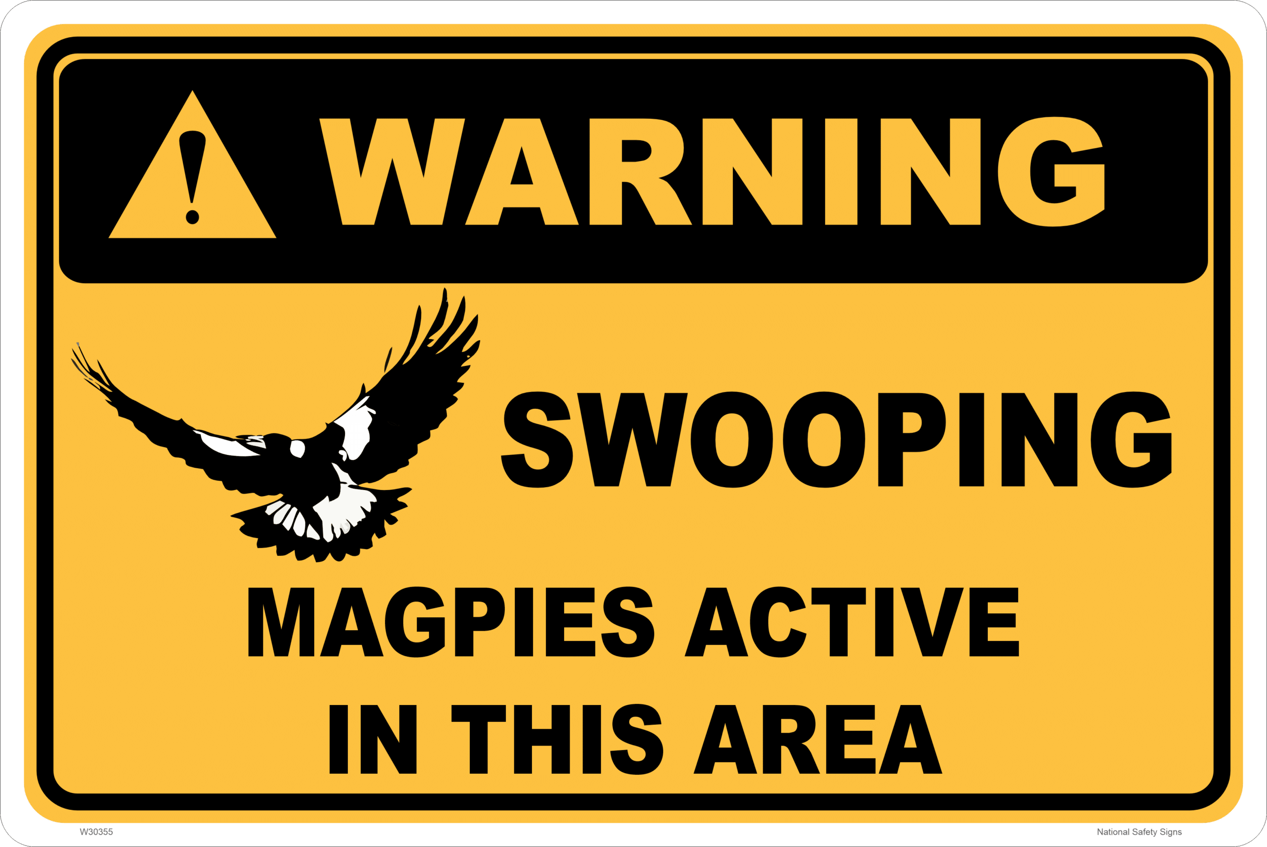 Warning Swooping Bird sign W30355