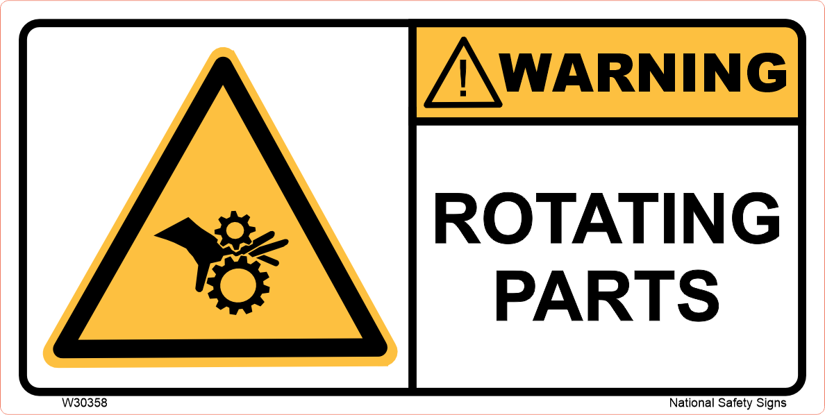 Rotating Parts Warning Stickers W30358