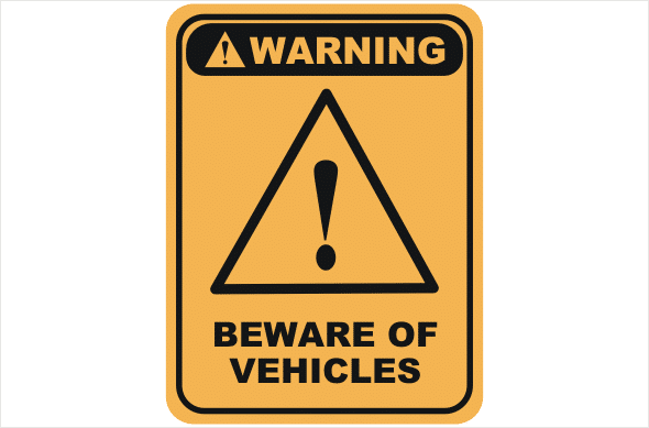 Beware of vehicles sign
