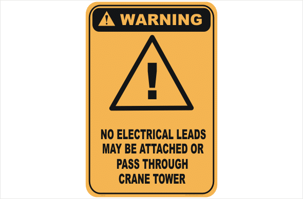No Electrical leads through crane tower W30102