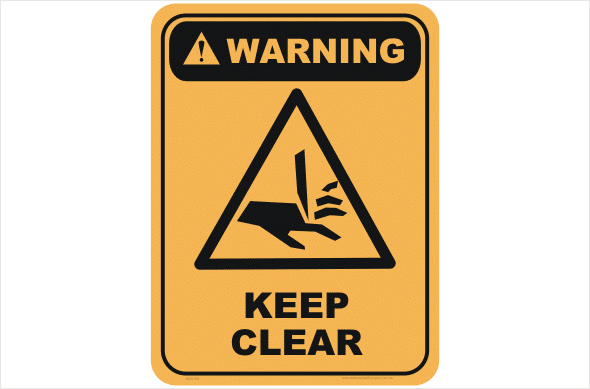 keep hands clear warning sign