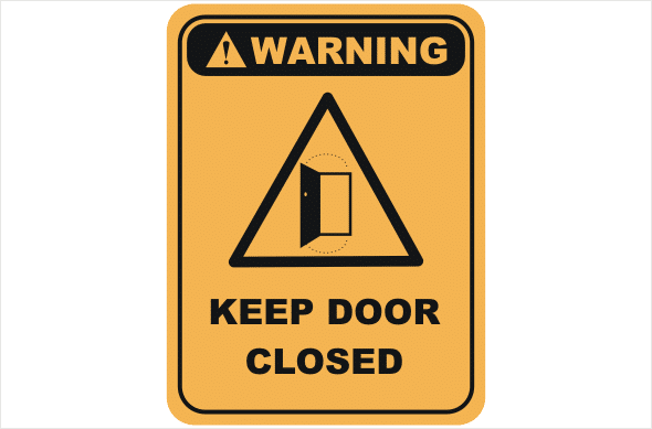 Keep door closed warning sign
