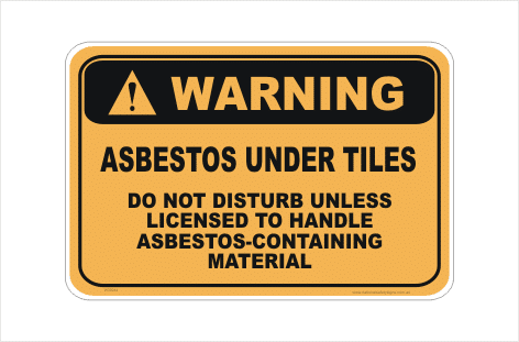 Asbestos Tile Warning sign