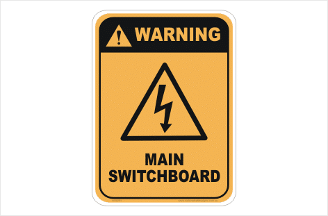 Main Switchboard Warning sign