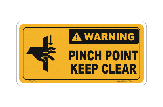 Pinch Point Keep Clear sign