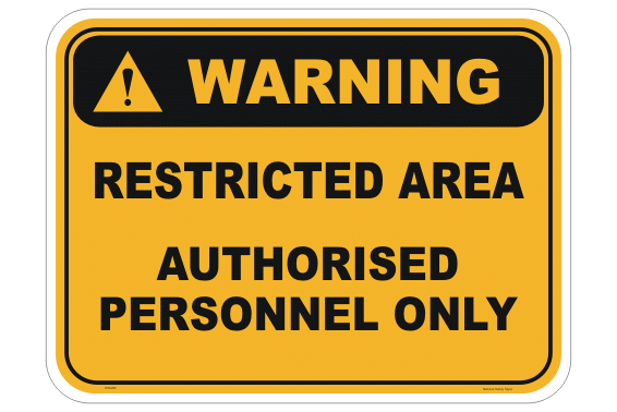 Restricted Area Authorised Personnel Only sign W30286