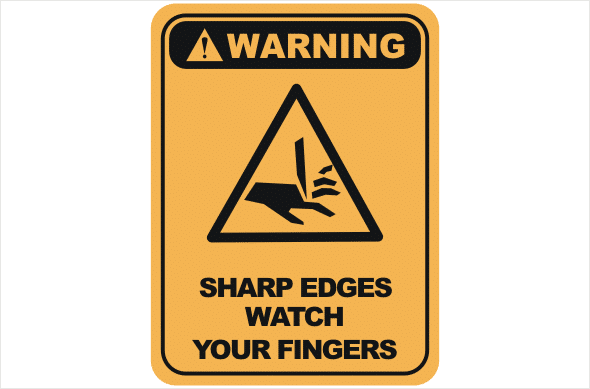 Sharp edges warning sign